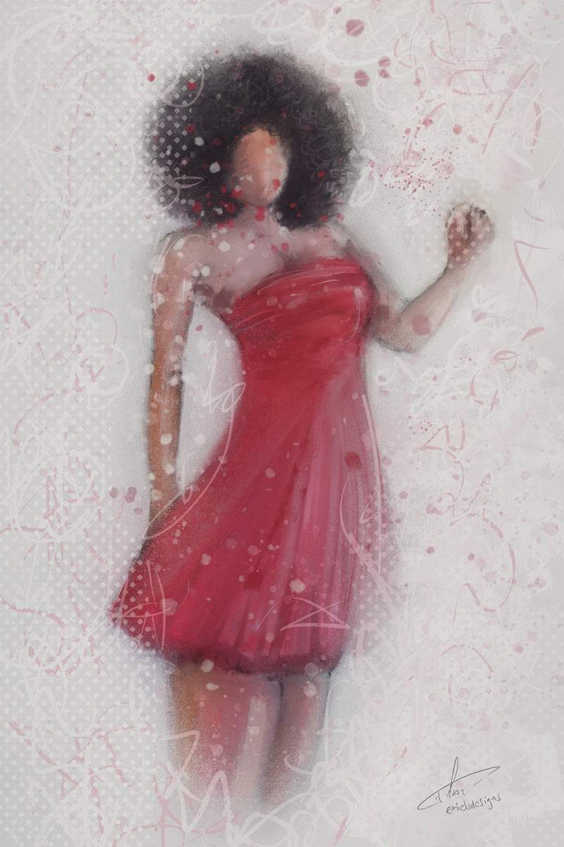 Afrikaanse dame met rode jurk
