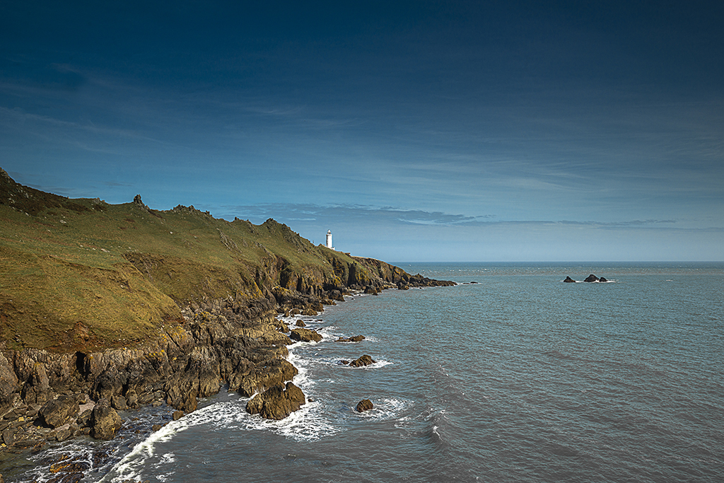 View from The Benches depicting Chap and Crater with Start Point Lighthouse. Stock Image ID: 2544