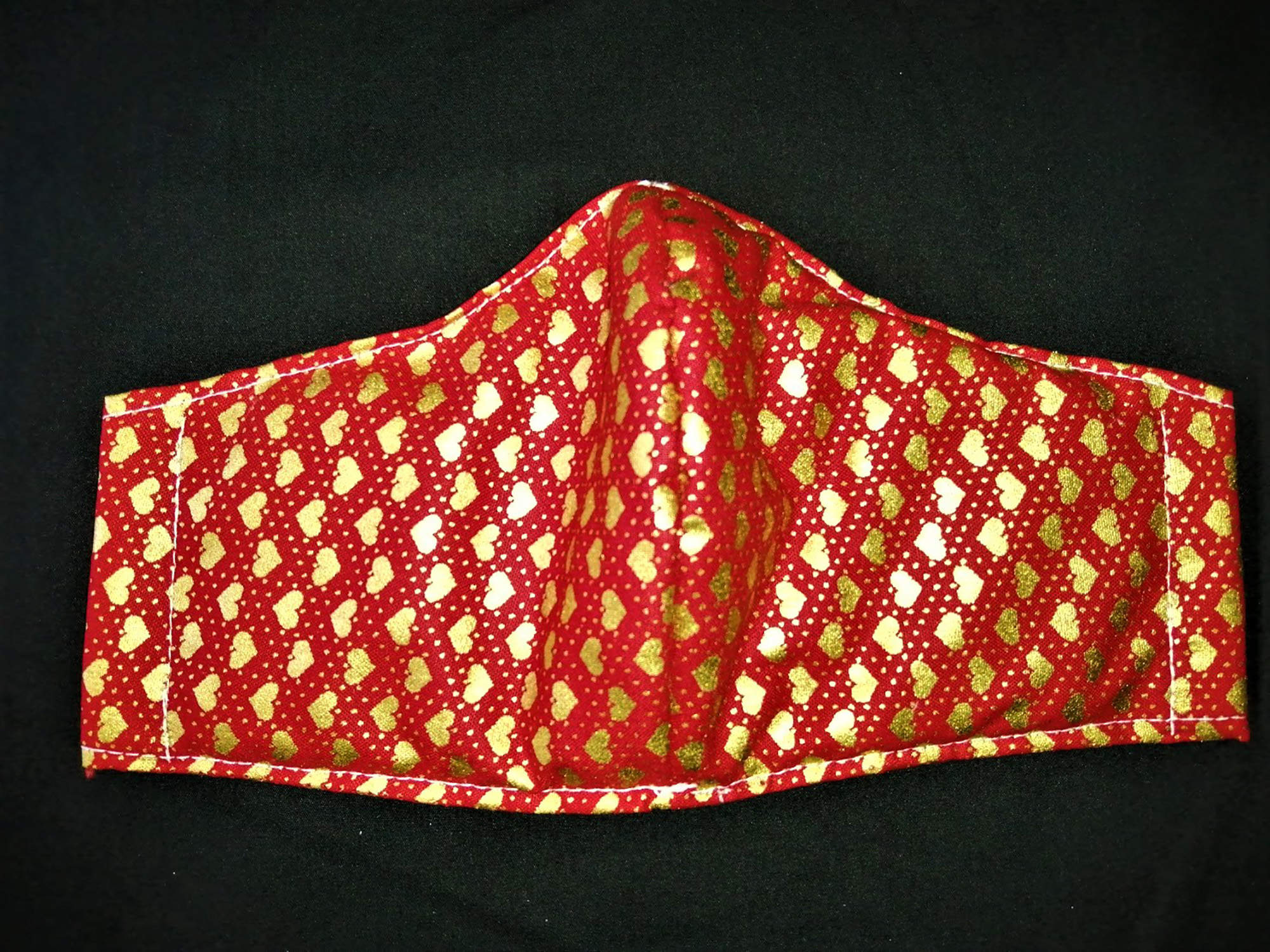 Red fabric with Gold foil hearts