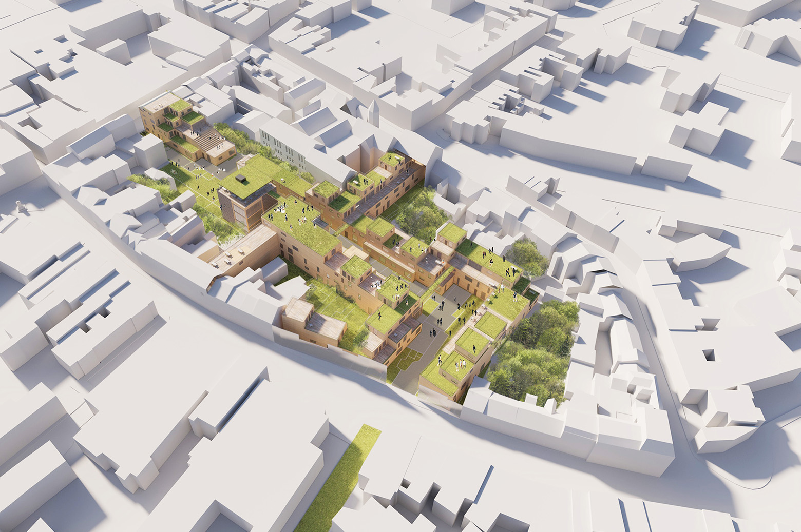 Green roof render CoHousing Sligo Towncentre