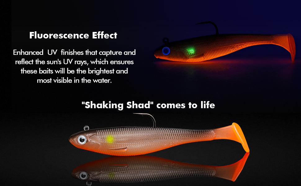 3D Florescent Paddletail  Super Shads x6 Pack