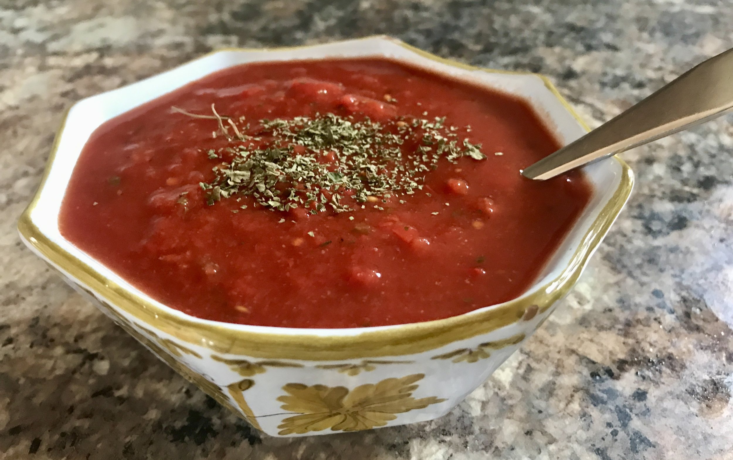 Tomato Sauce--how most of our canned tomatoes make it to the table!