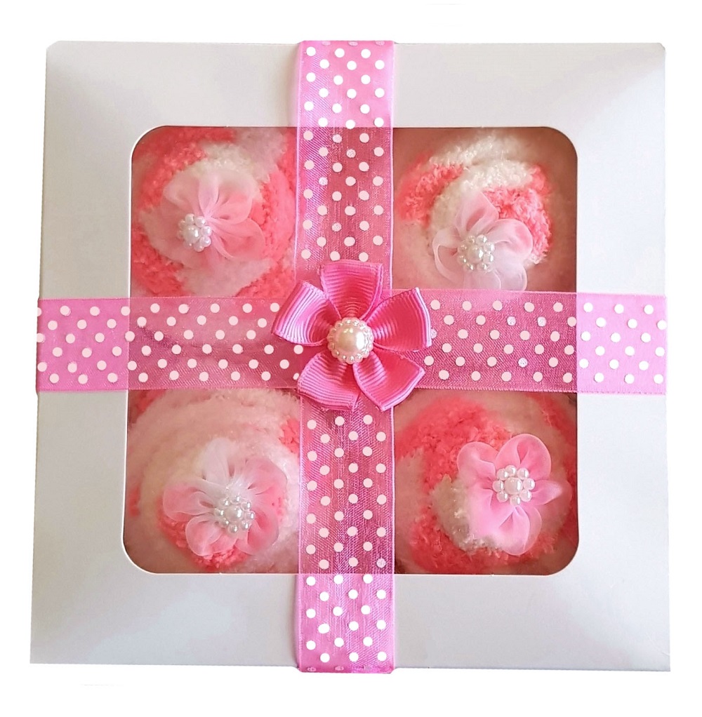 Women's 'Cozy Sock' Cupcakes, Pink Ribbon Gift Box.