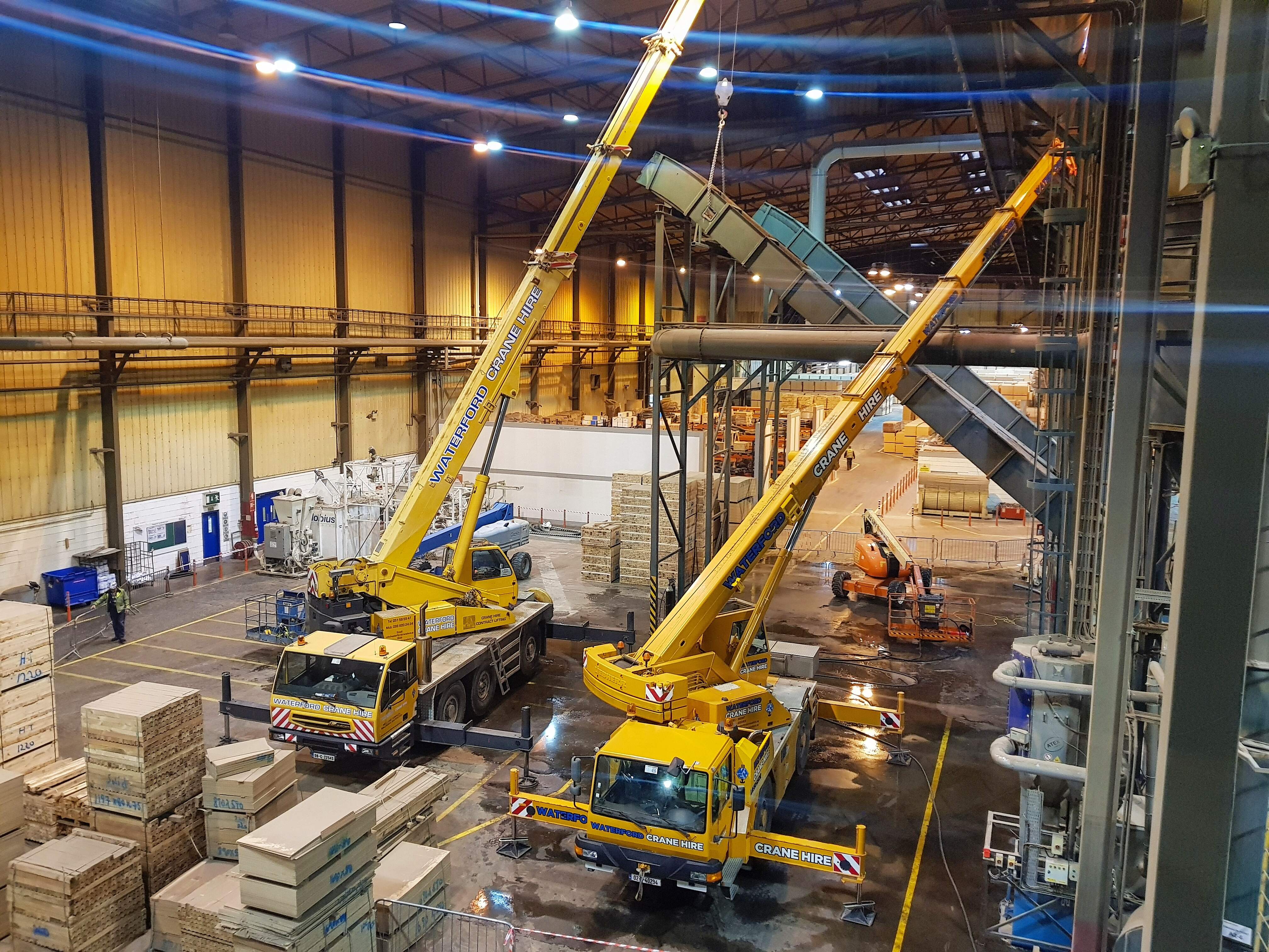 Decommissioning conveyors inside SmartPly, Belview Port.