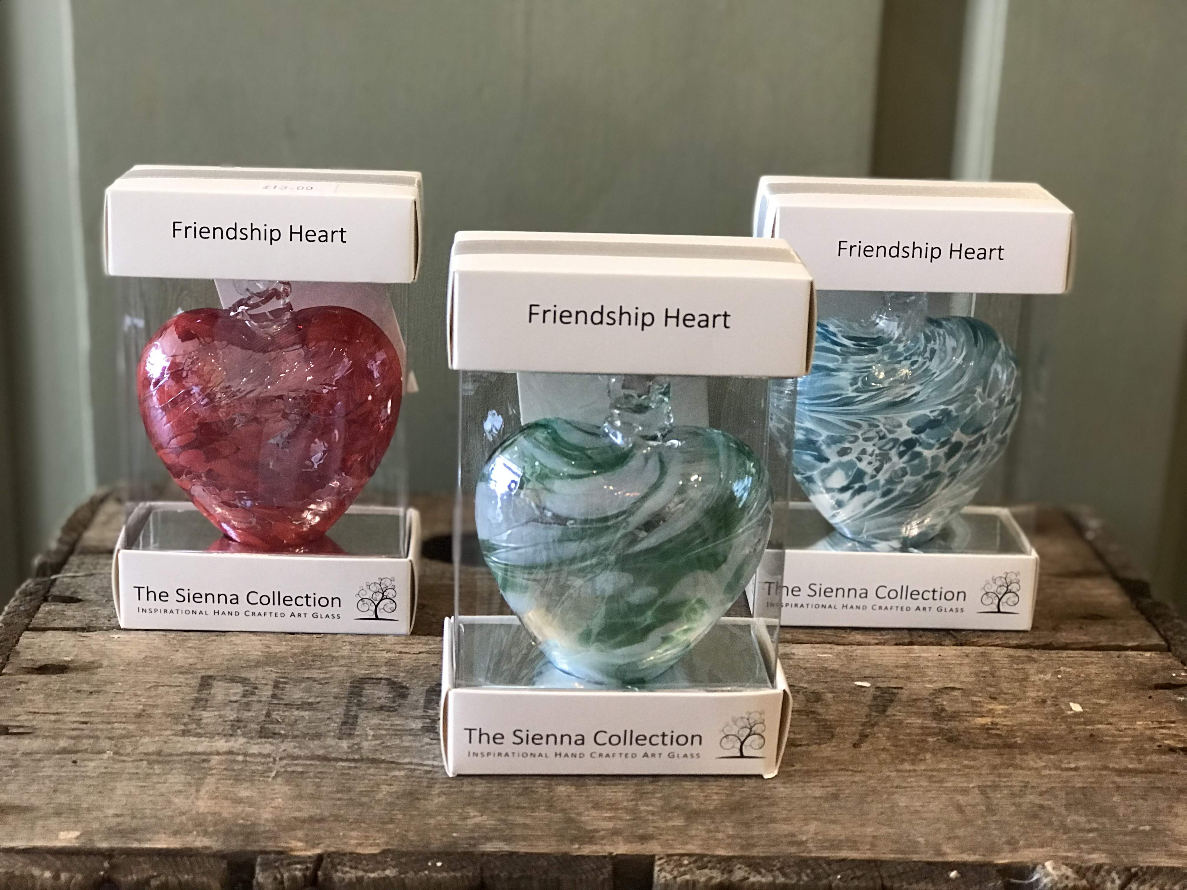 8cm Glass Friendship Hearts