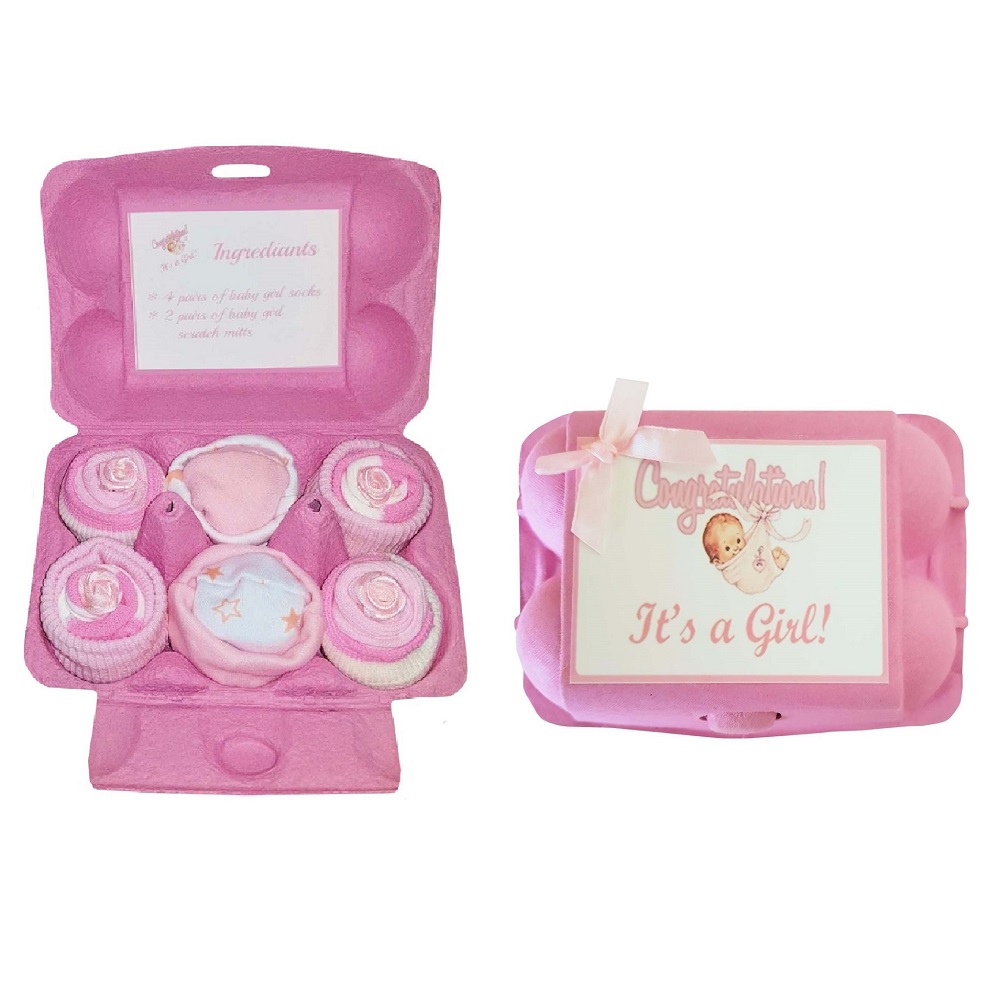 Baby Socks & Mitts - Pink Egg Carton Gift