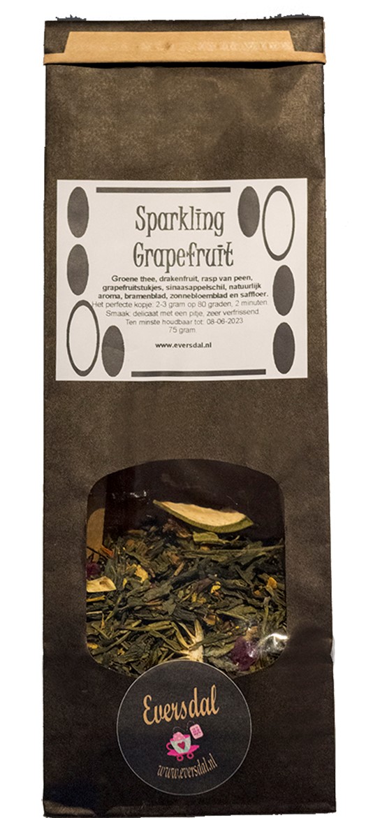 Sparkling Grapefruit - groene thee met grapefruit en drakenfruit- vanaf 250 gram