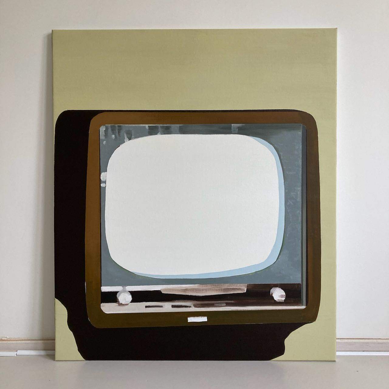 Untitled (TV) 82 x 96 cm, acrylics & oil on canvas, 2022