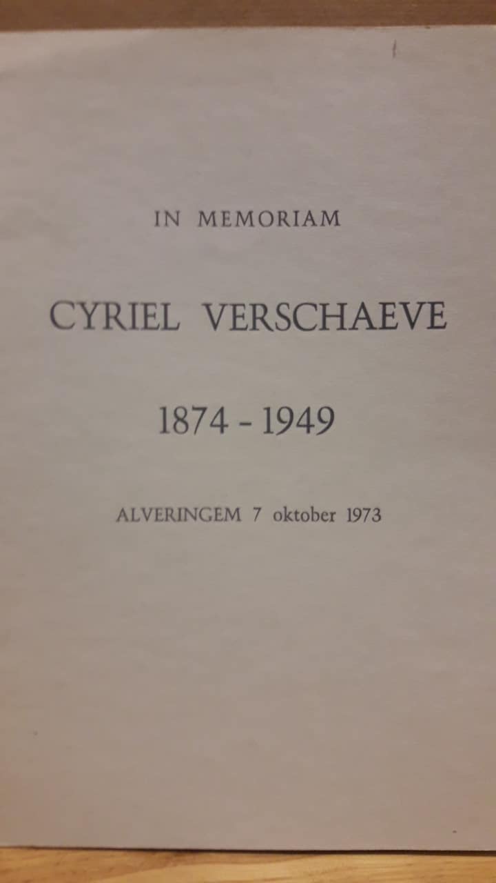 Cyriel Verschaeve - in Memoriam 1874 - 1949 / Brochure Alveringem 1973