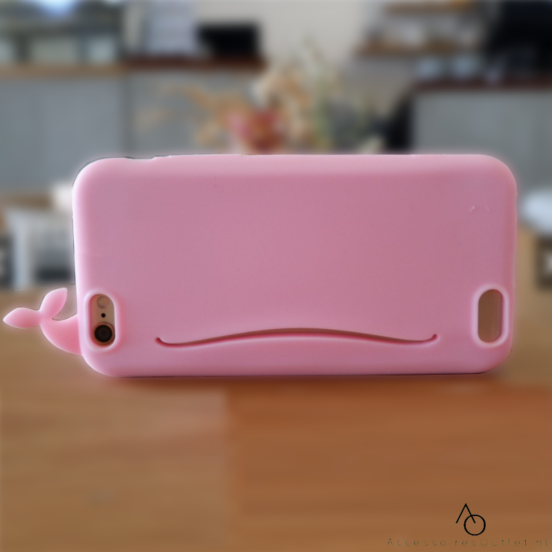 Walvis hoesje 3D - iPhone 7 / 8 / SE2020 - Licht roze