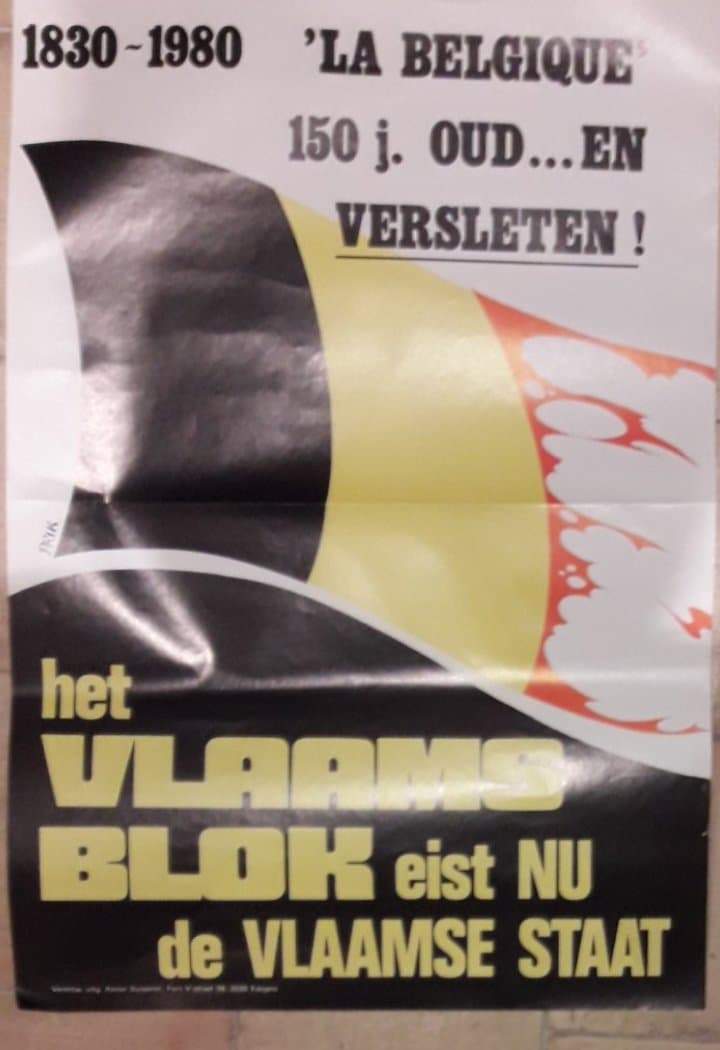 Affiche Vlaams Blok - belgie 150 jaar oud en versleten 1980 / 35 x 50 cm