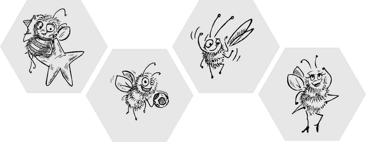 honingraad hexagon met bijtjes illustratie