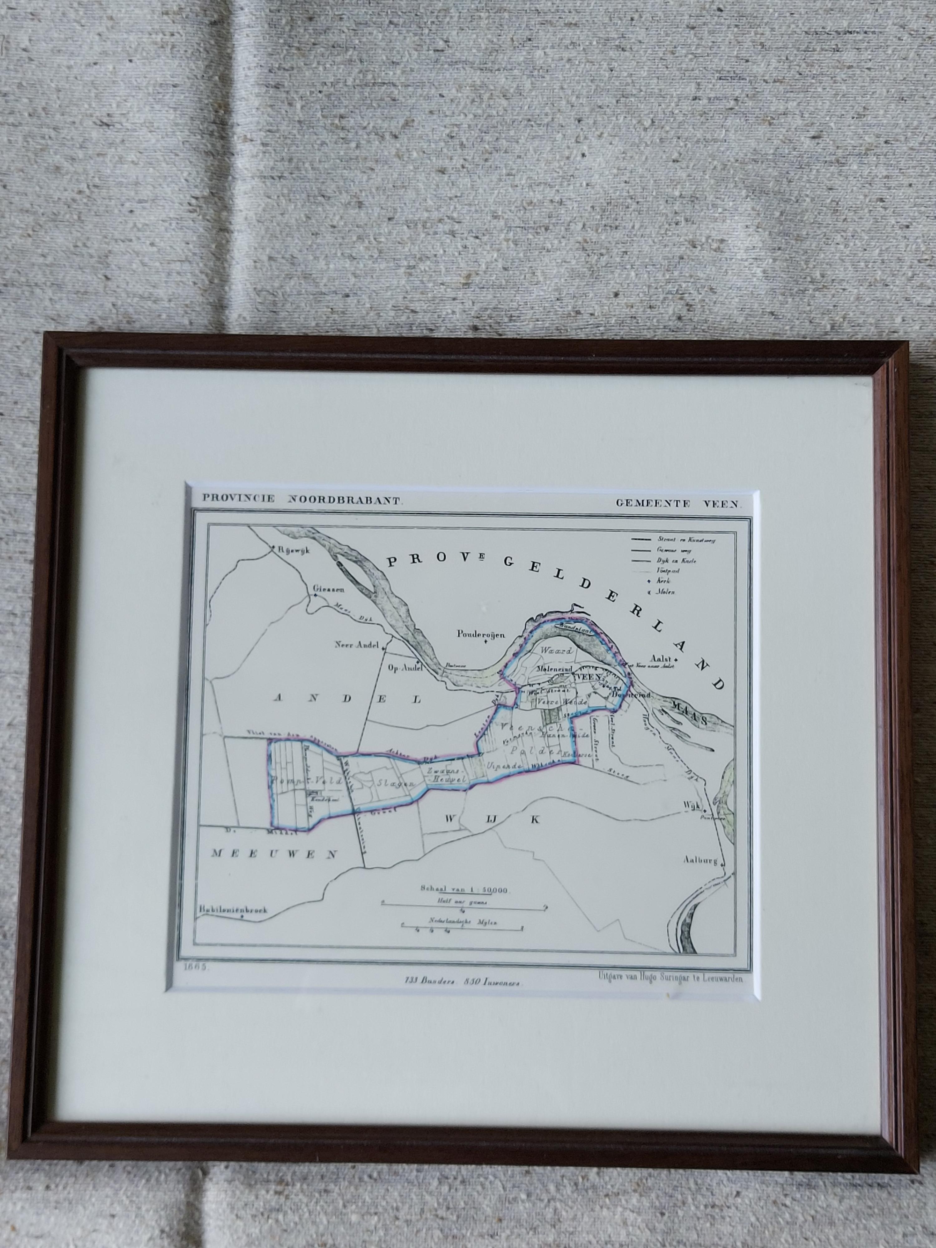 Plattegrond van gemeente Veen, Provincie N.B. 1865