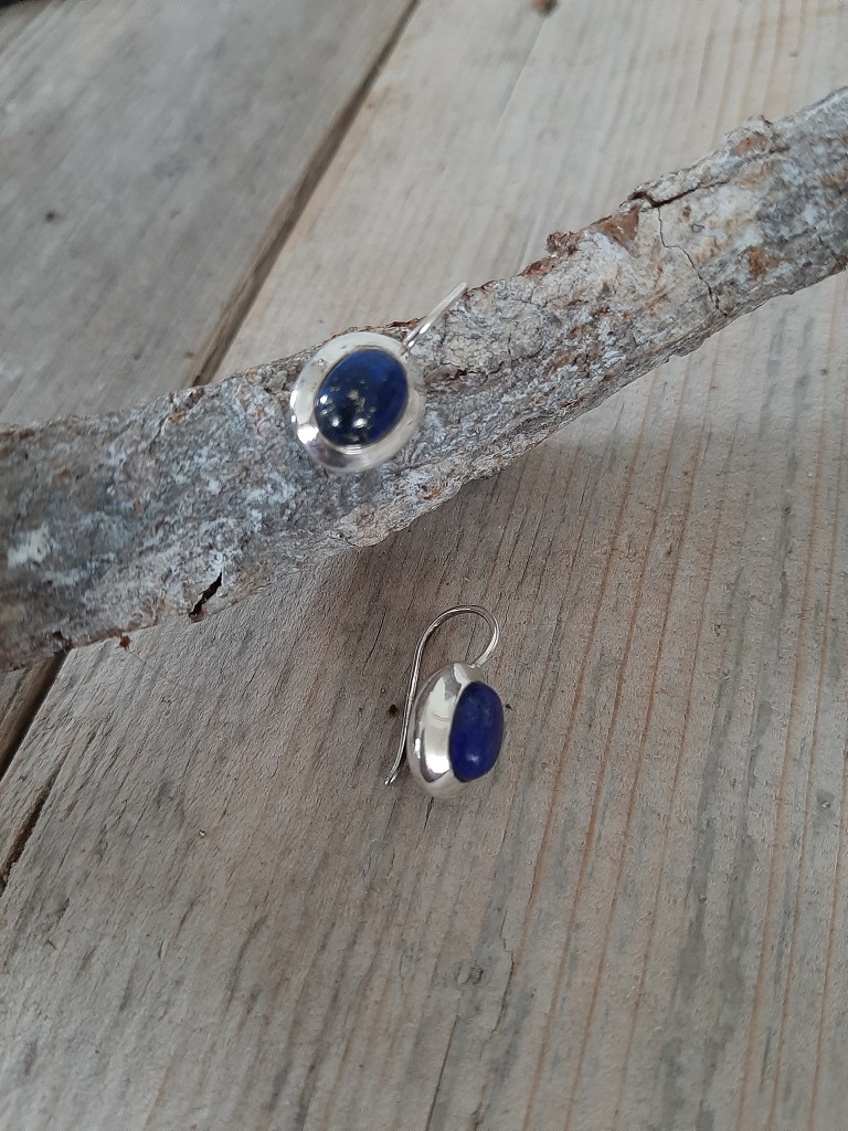 Sterling zilveren oorhanger Lapis Lazuli