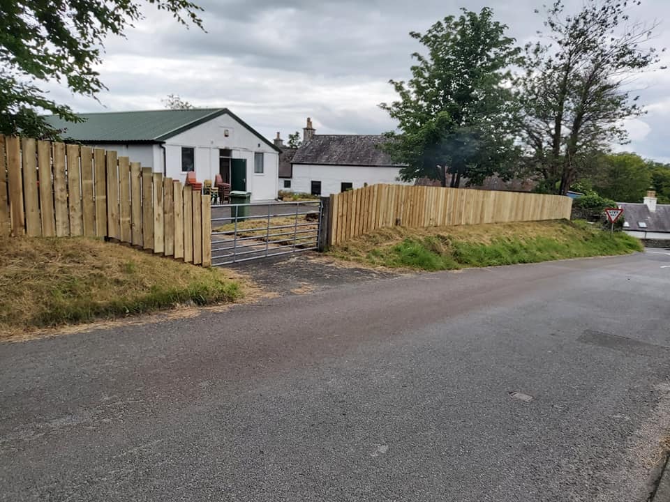 Creetown youth club hall fencing and gate by J A Halkett & Son