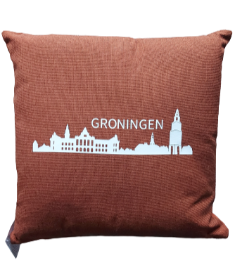 Kussen `Groningen`, kleur roest.