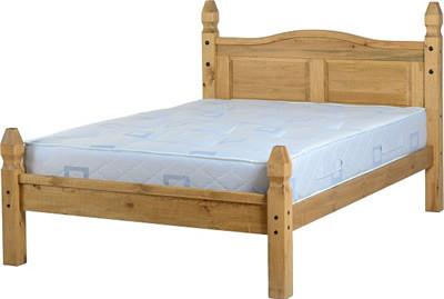 corona 4'6" Wooden Bed Low Foot End in Distressed Waxed Pine