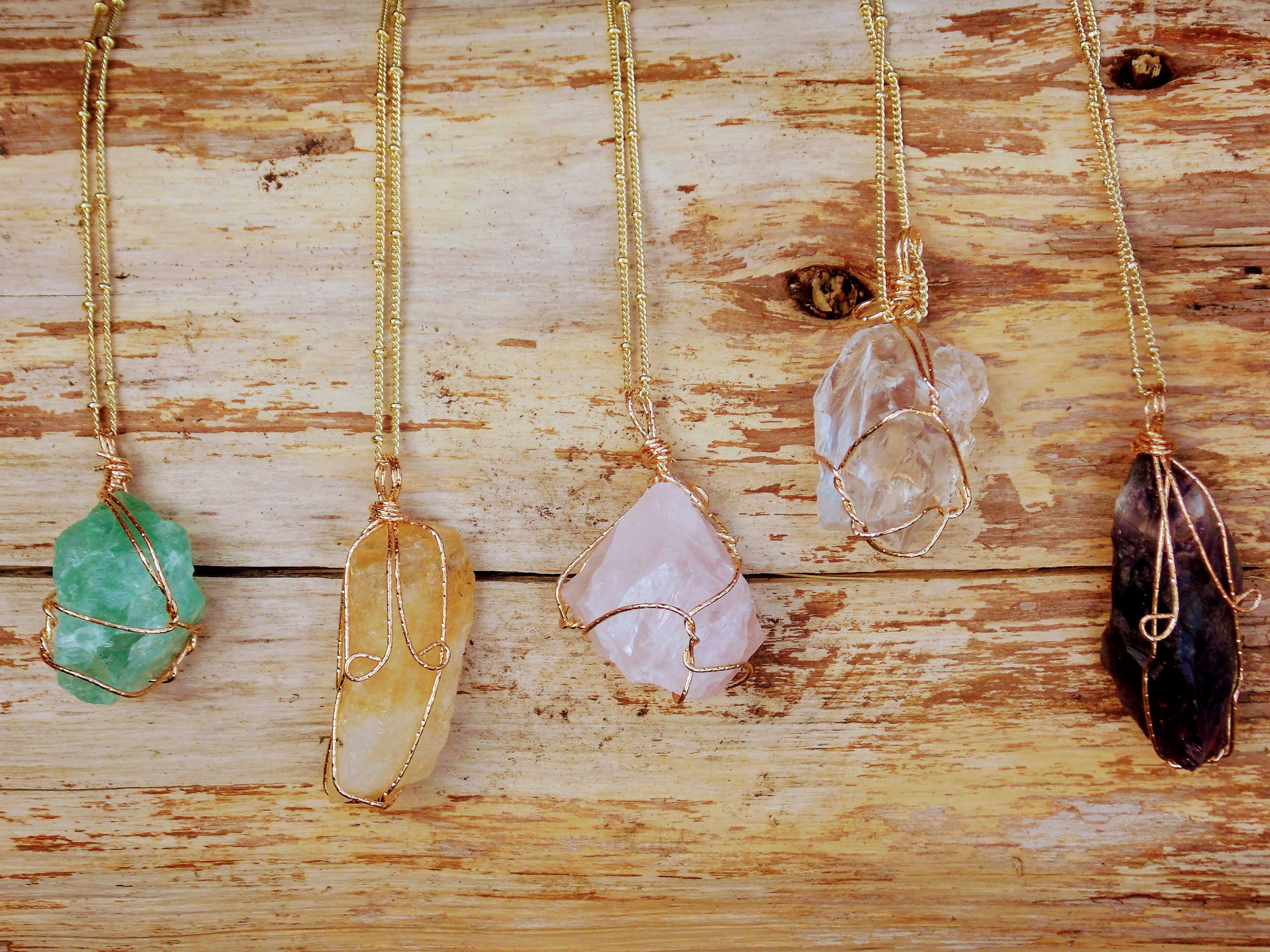 Wire Wrapped Crystal Necklaces