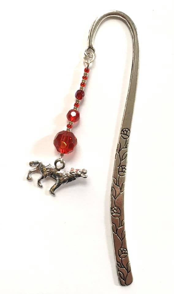 wolf large red bookmark