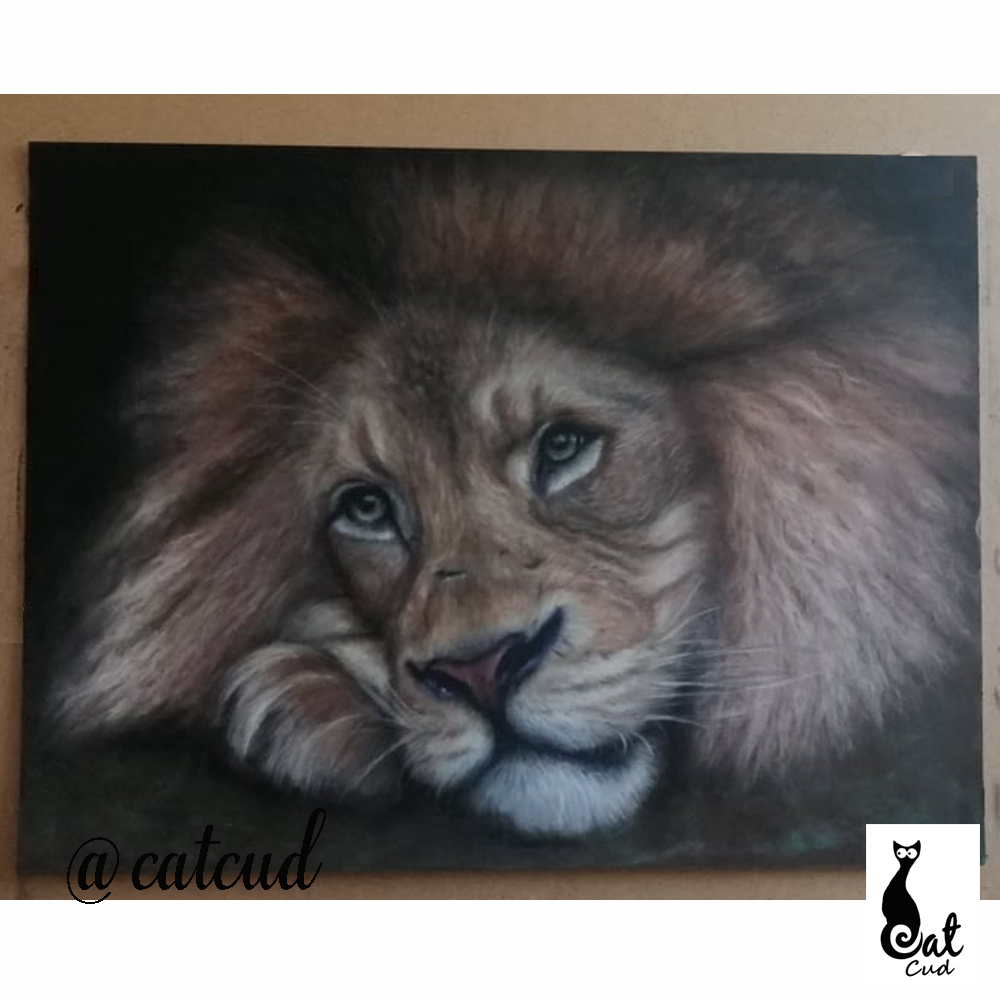 lion pastel painting