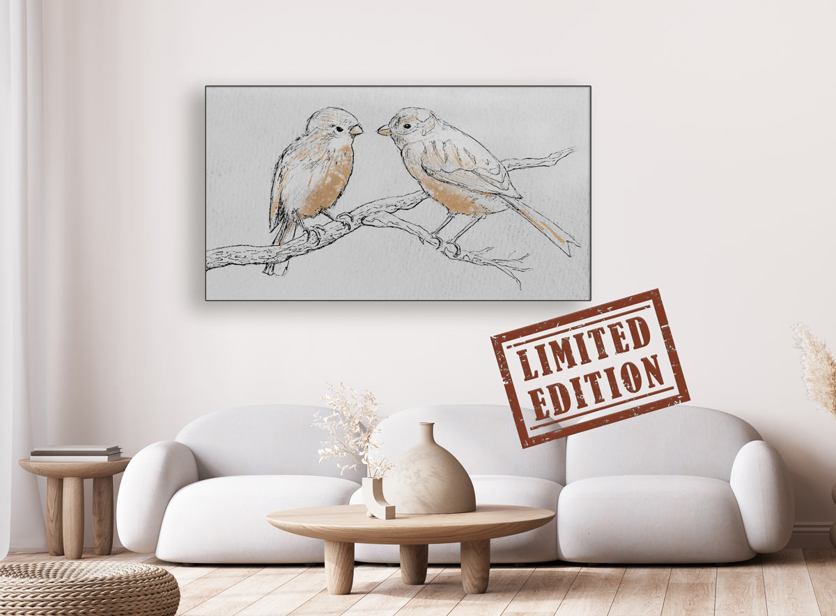 Limited Edition Art Print - twee vogels op een tak