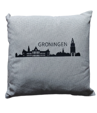 Kussen `Groningen`, kleur lichtgrijs.