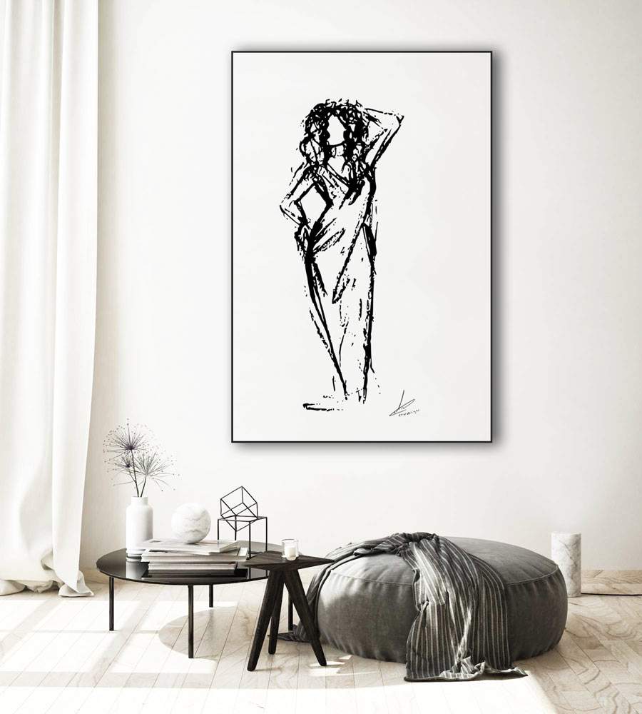 Dame in avondjurk - abstract artwork - Trendkleur