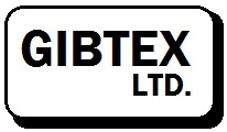 black and white company logo with the words Gibtex ltd in black on a white rounded rectangle