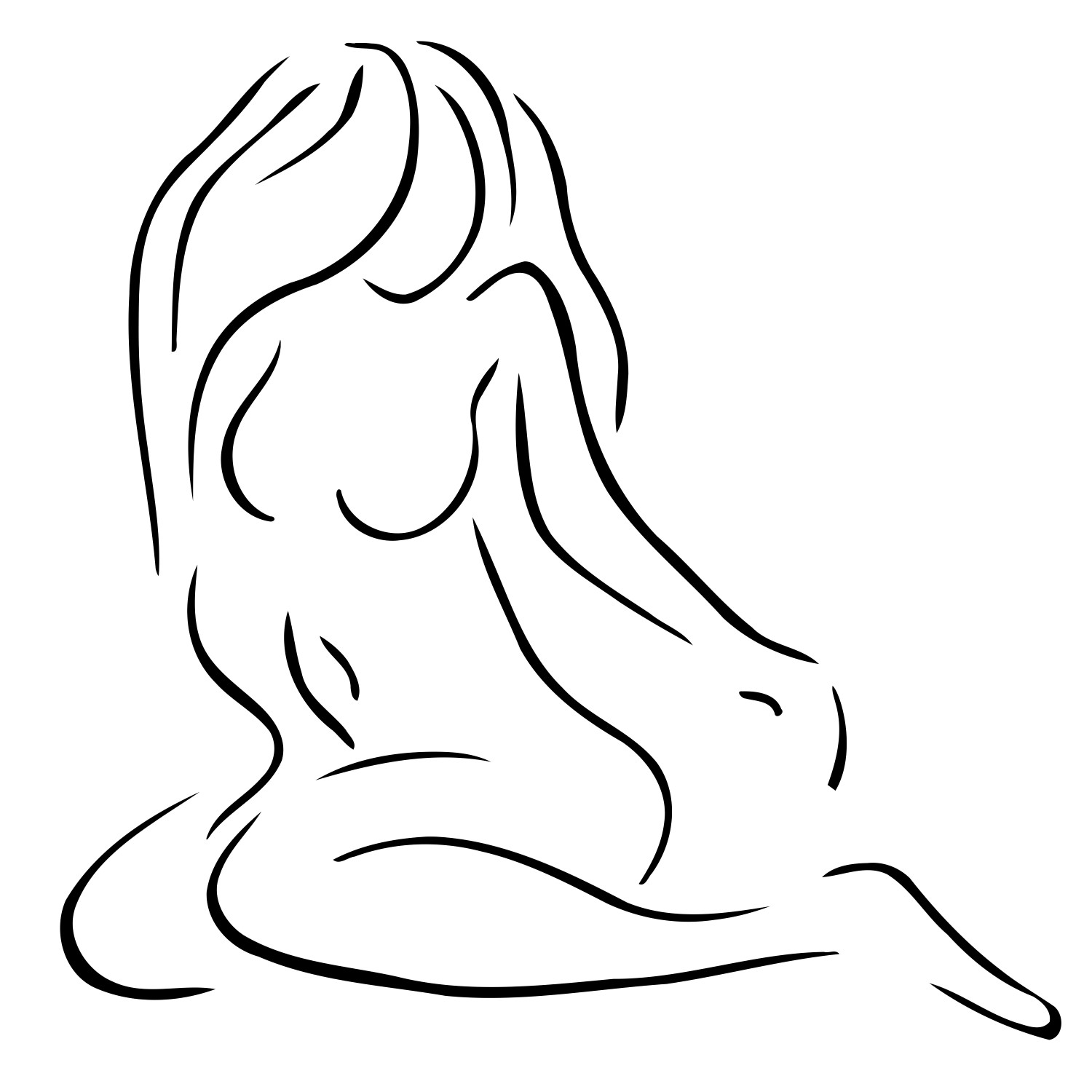 Dibond - 120 x 120 cm - lijntekening vrouwelijk lichaam