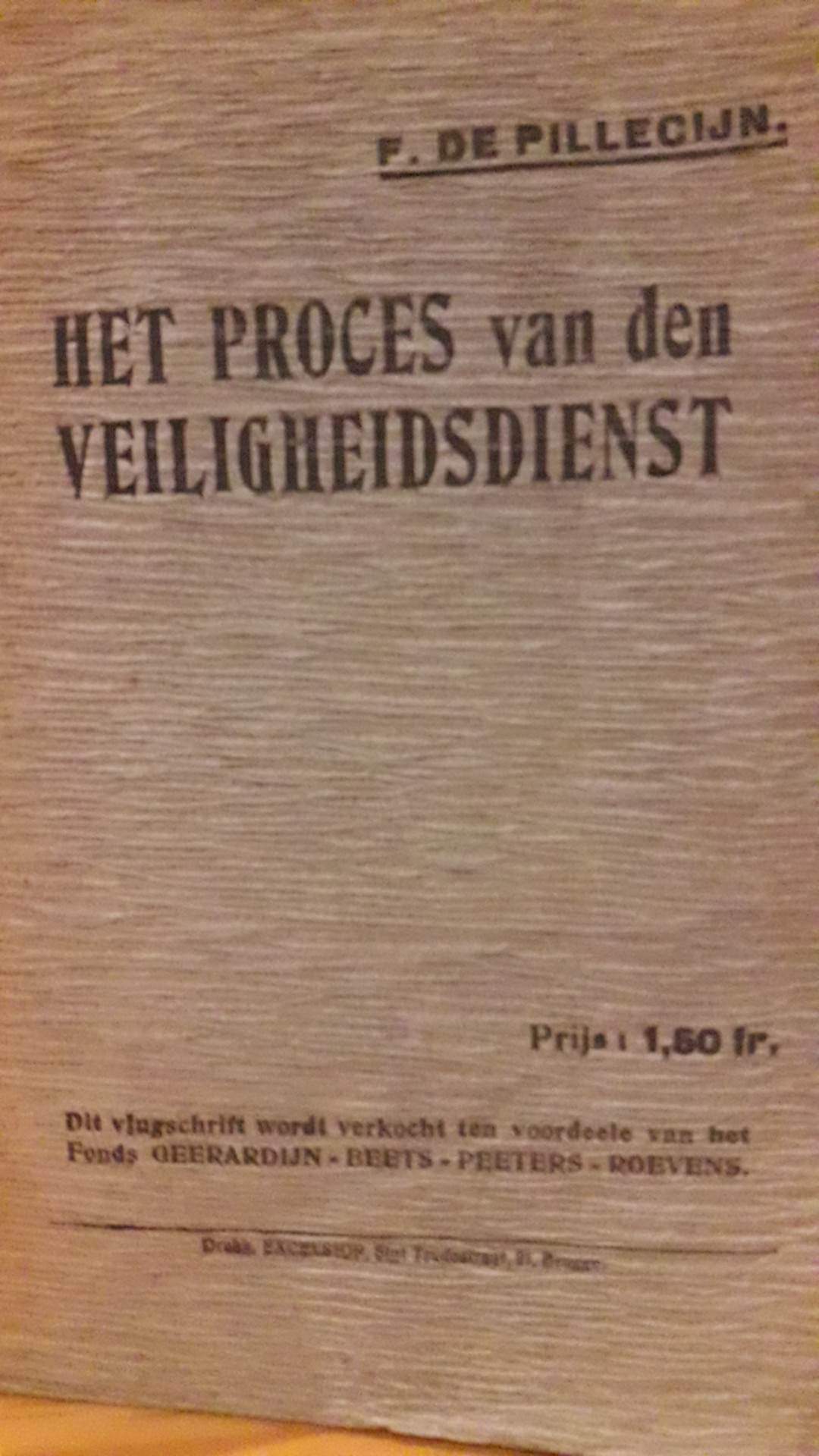 Het proces van den veiligheidsdienst door Filip De Pilleceyn - IJzerbedevaart / 1920