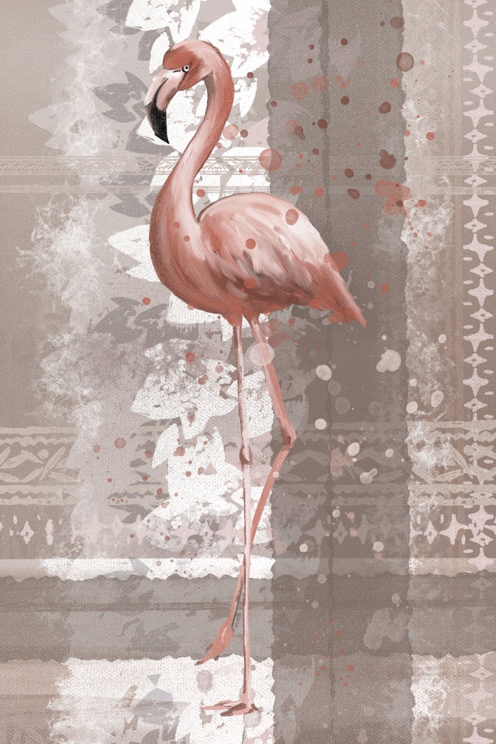 Flamingo decoratie met taupe en zacht roze