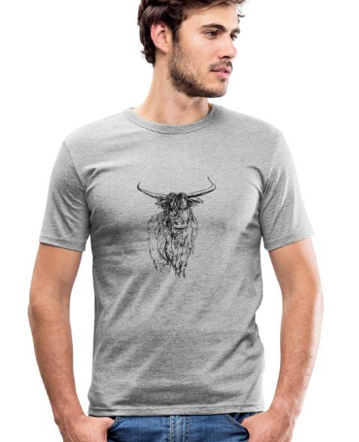 Stier pentekening op grijs t-shirt voor mannen
