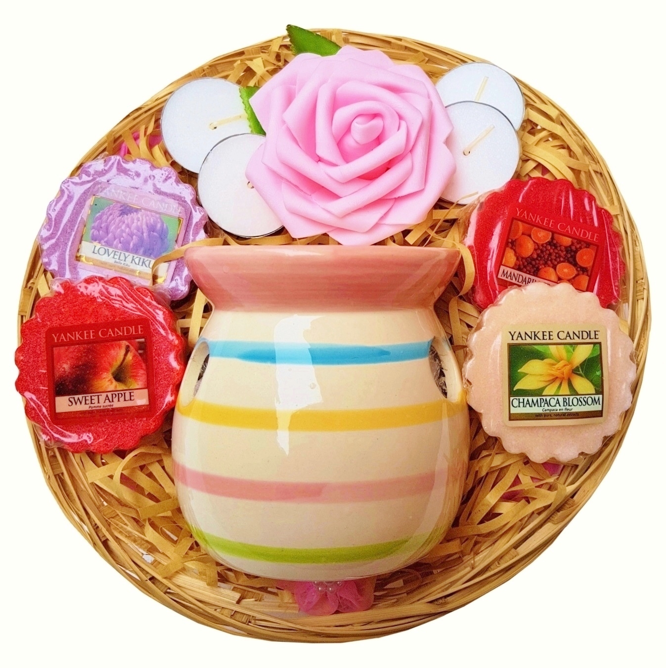 Candle Burner Gift Basket - Pink