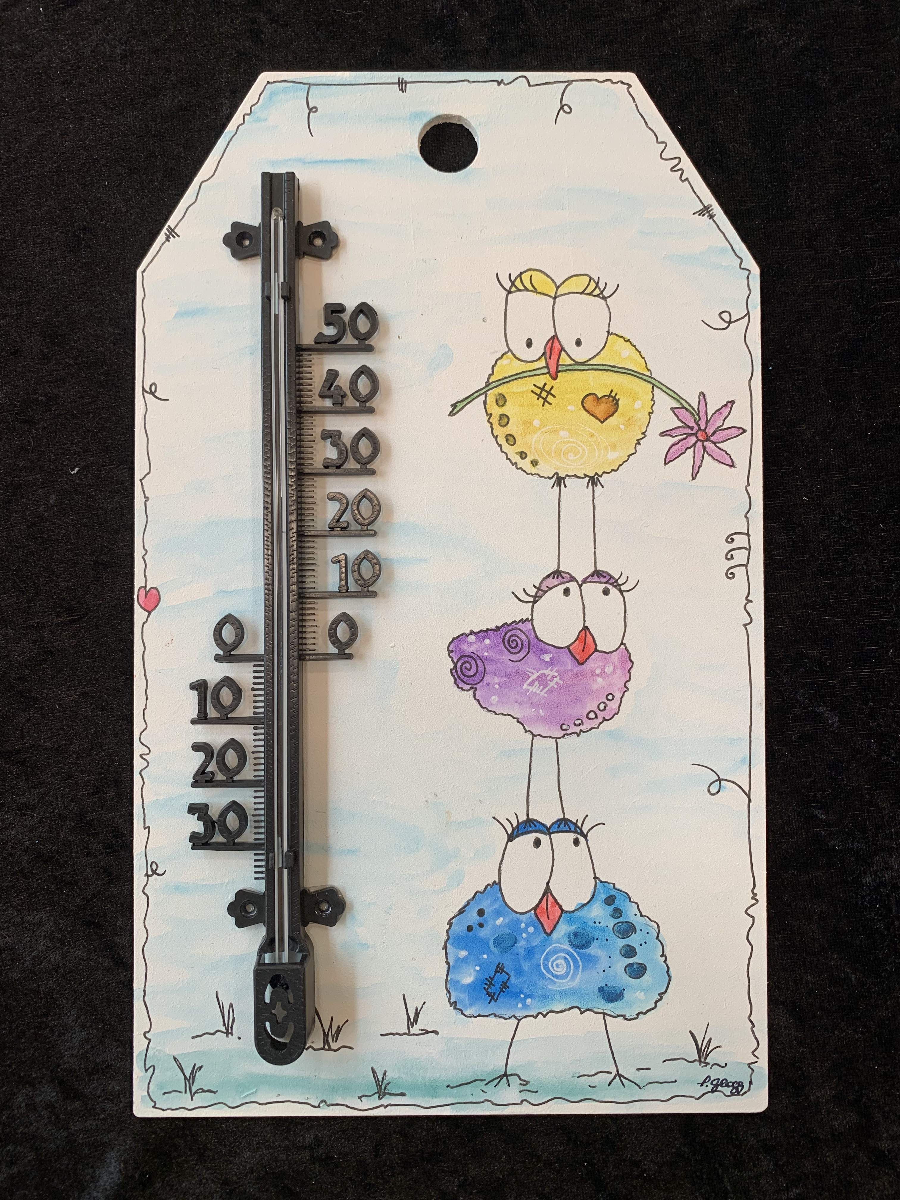 Thermometer "bunte Vögel"